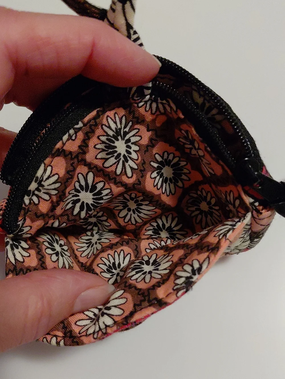 Vera Bradley Mocha Rouge Pink & Brown Floral Pattern Quilted Coin Purse